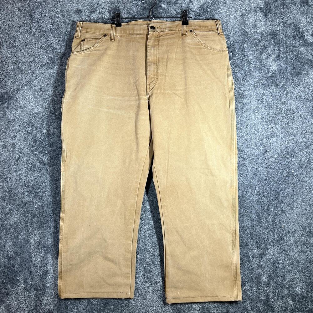 Dickies Pants Mens 42x30 Beige Relaxed Fit Carpenter Canvas Workwear Pockets
